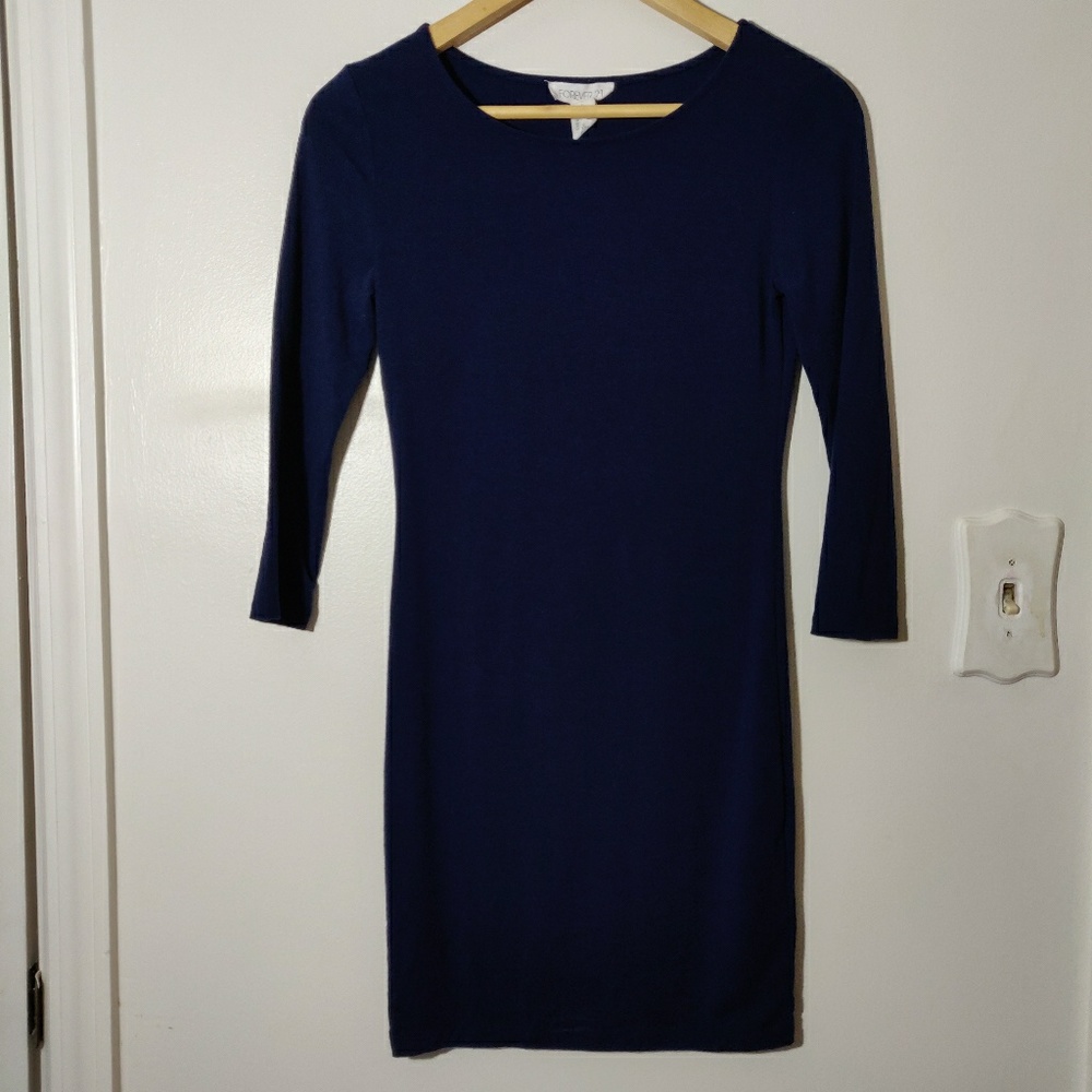 ‼ Forever 21 body mini dress navy blue 3/4 sleeve